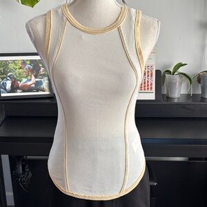Free People Ivory Tank Top with Yellow Highlights